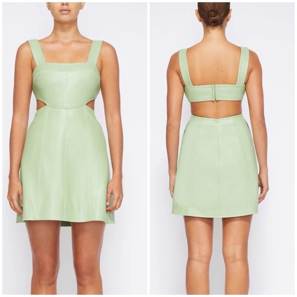 Jonathan Simkhai vegan leather cut out mini dress in vanilla - Picture 14 of 14